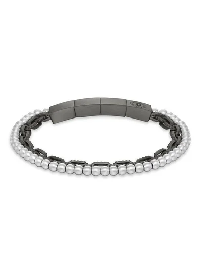 POLICE Double Action Grey and Silver Stainless Steel Bracelet for Men 190mm